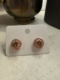 Brulé Cubic Zirconia Round Stud Earrings