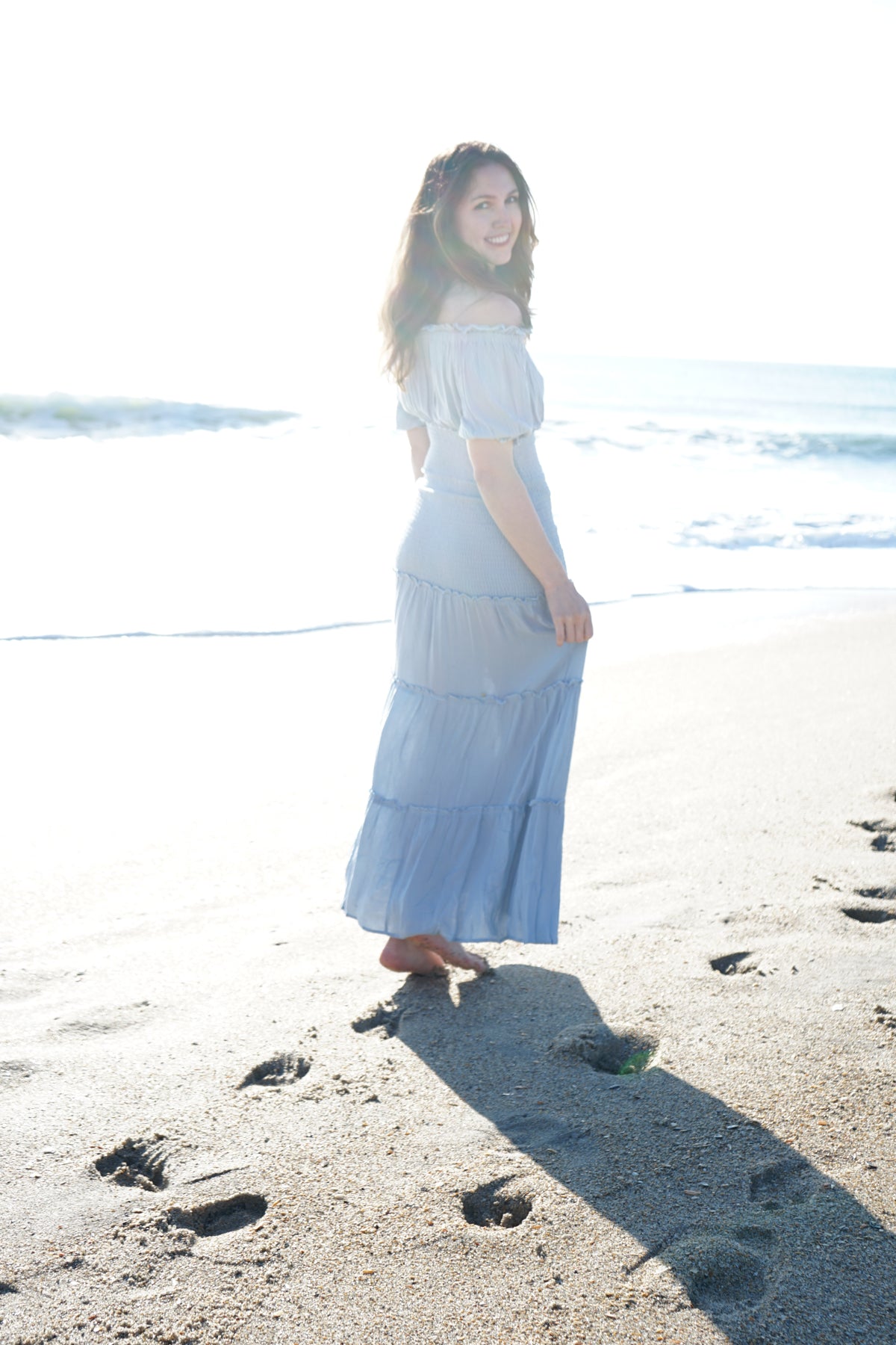 Brulé Off-Shoulder Ruffle Tier Maxi Dress