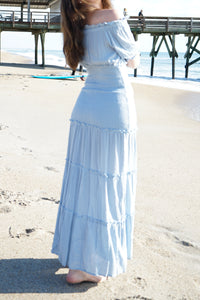 Brulé Off-Shoulder Ruffle Tier Maxi Dress