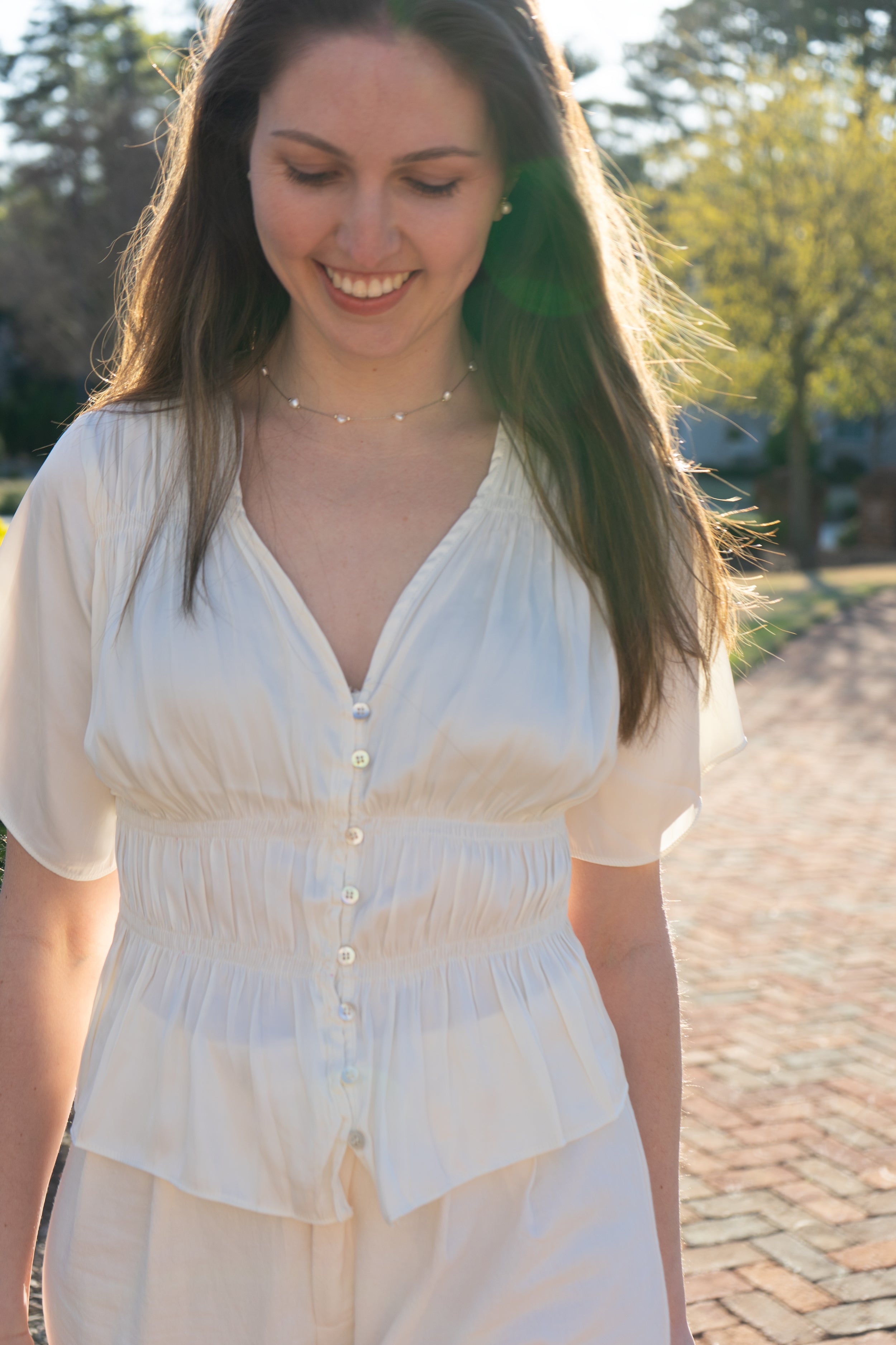 Brulé Button Down Shirring Top – Brulé Boutique