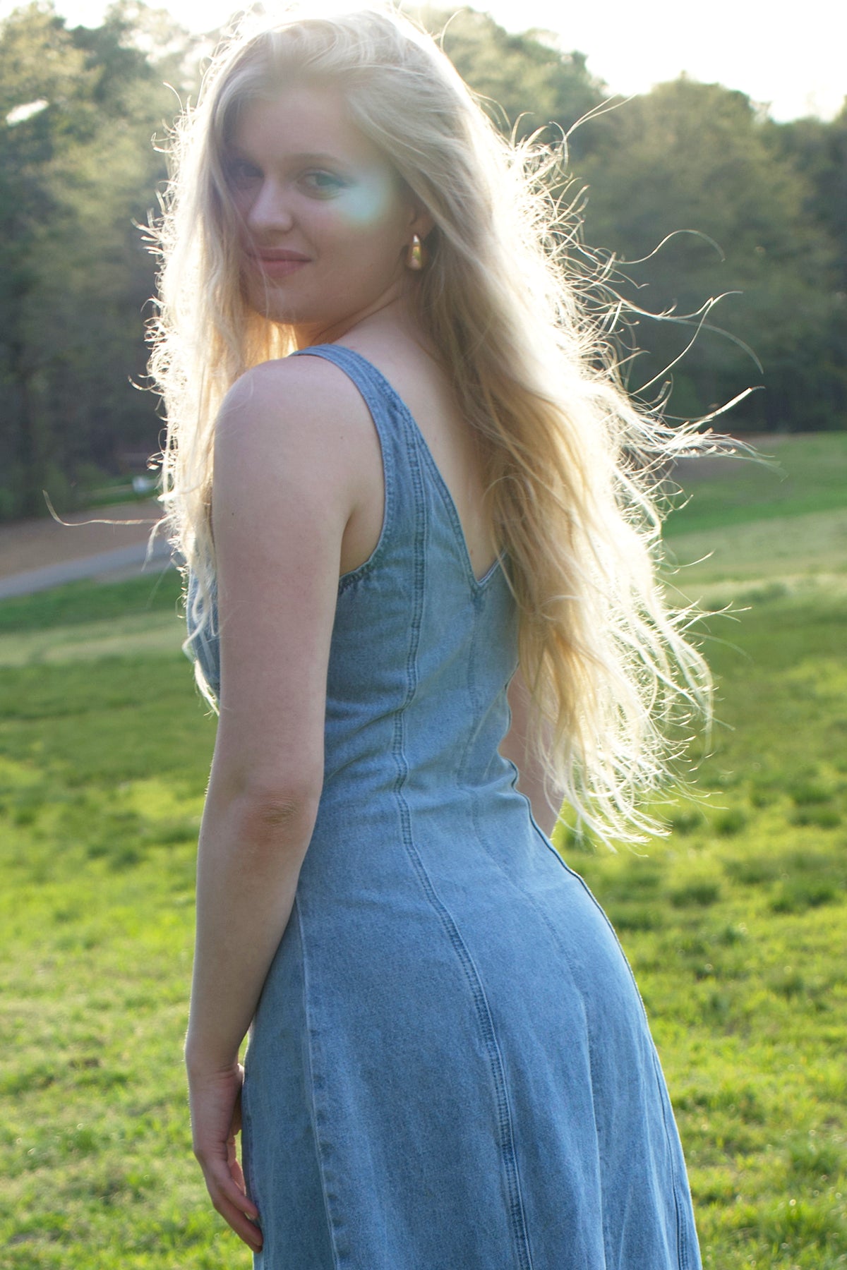 Brul V-Neck Denim Maxi Dress Brul V-Neck Denim Maxi Dress