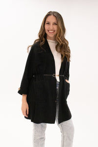 Brulé Light Knit Long Cardigan With Leather Belt