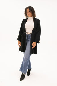 Brulé Light Knit Long Cardigan With Leather Belt