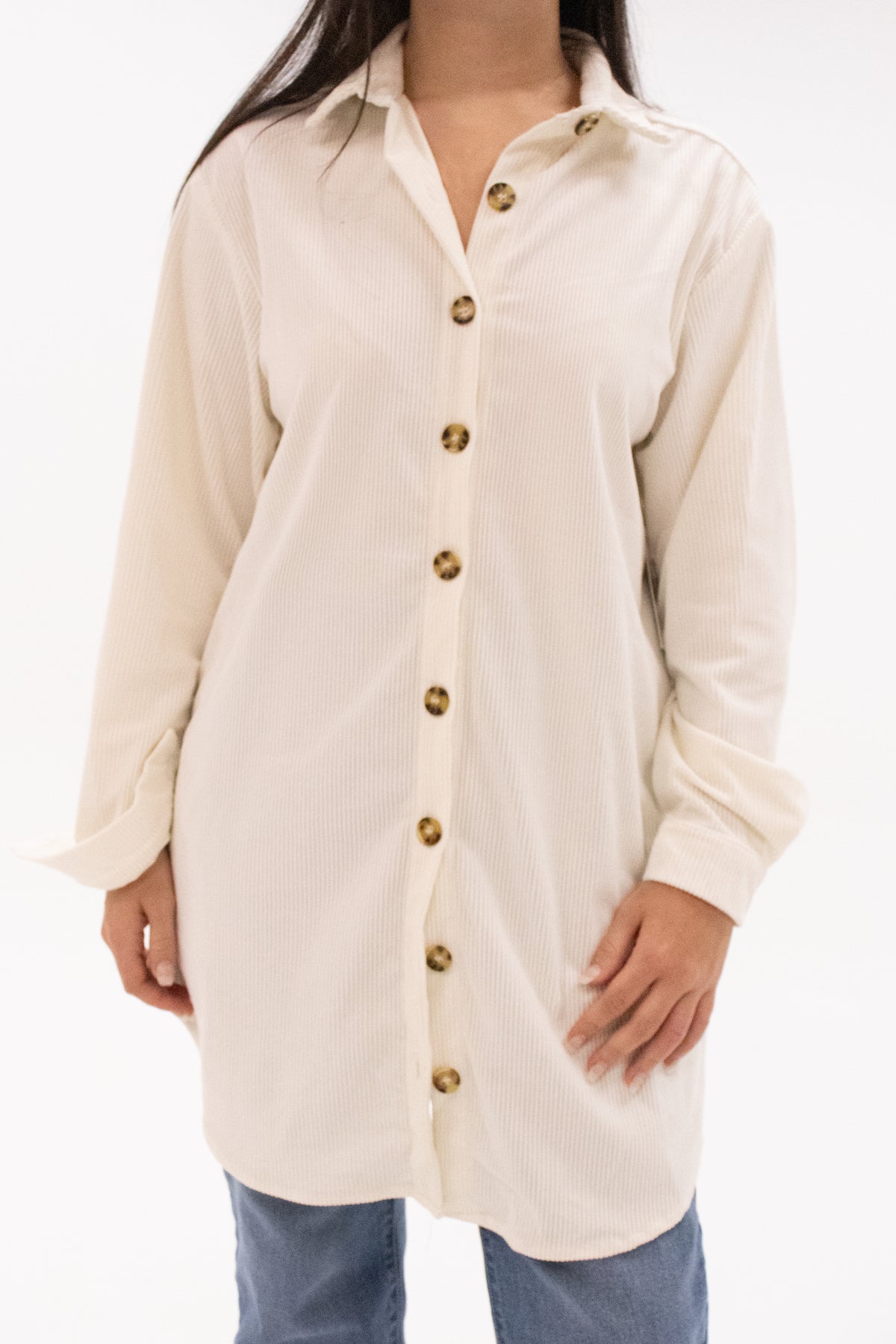 Brulé Chunky Corduroy Button Front Tunic