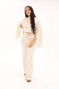 Brulé Off-White Knit Highwaisted Pant Set