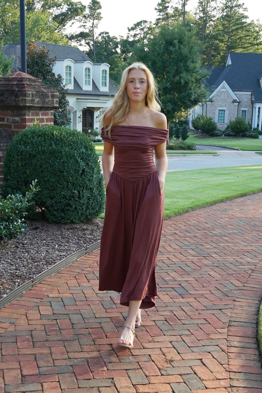 Brulé Off The Shoulder Wide Leg Jumpsuit