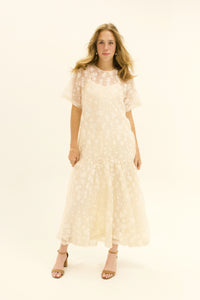 Brulé Short Sleeve See-Through Lace Maxi Dress