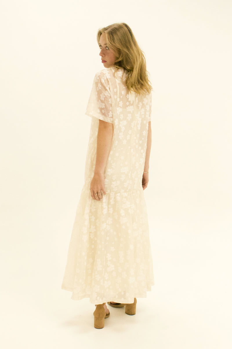 Brulé Short Sleeve See-Through Lace Maxi Dress