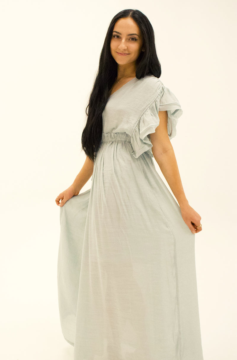 Brulé Button Down Ruffle Maxi Dress