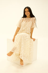 Brulé Short Sleeve See-Through Lace Maxi Dress