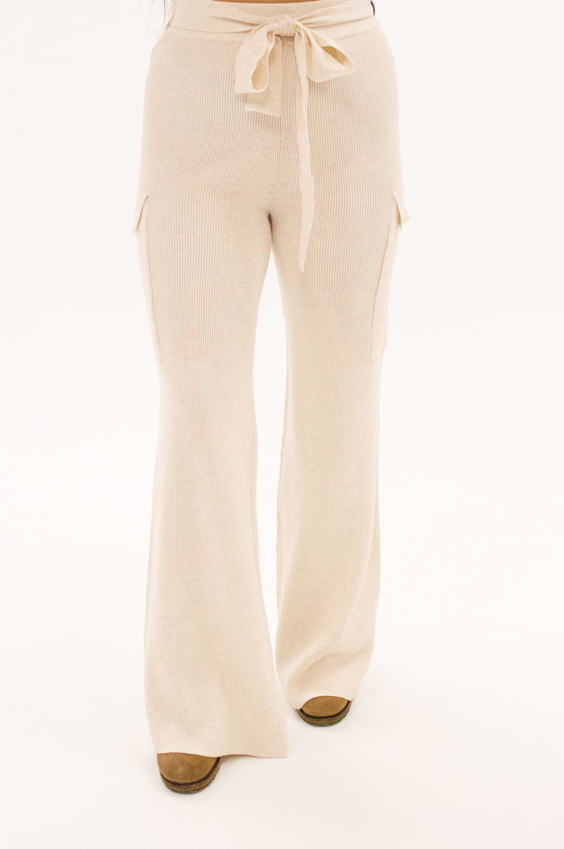 Brulé Off-White Knit Highwaisted Pant Set