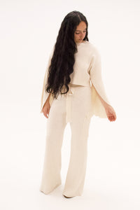 Brulé Off-White Knit Highwaisted Pant Set