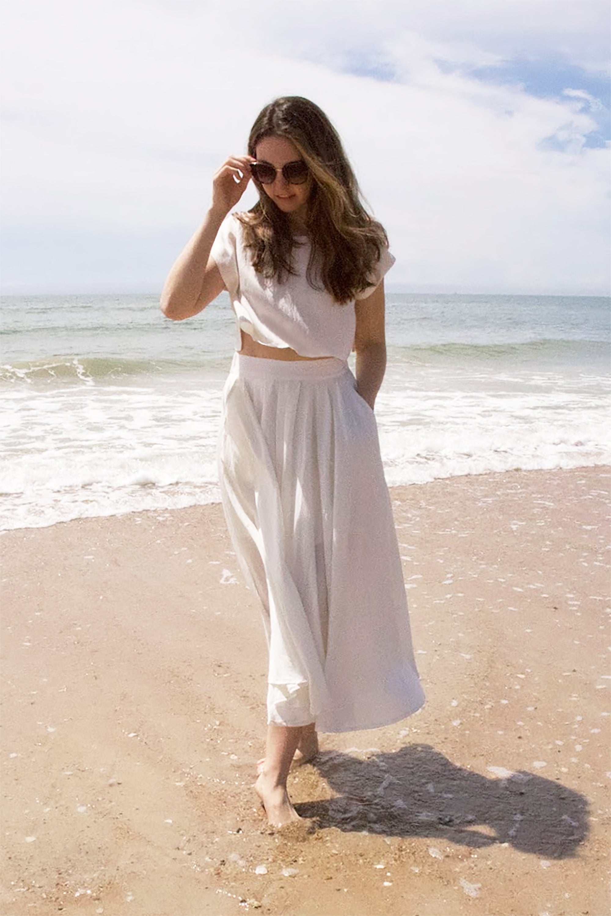 White shirt on sale and skirt set